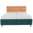 POLSTERBETT Matratze, Lattenrost, Bettkasten Buchefarben, Petrol 180/200 cm  - Buchefarben/Petrol, Design, Holz/Textil (180/200cm) - Valnatura