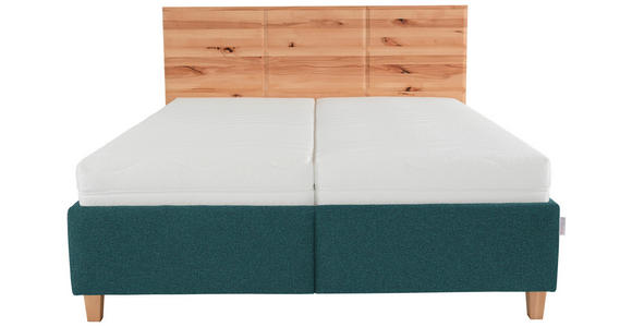 POLSTERBETT Matratze, Lattenrost, Bettkasten Buchefarben, Petrol 180/200 cm - Buchefarben/Petrol, Design, Holz/Textil (180/200cm) - Valnatura