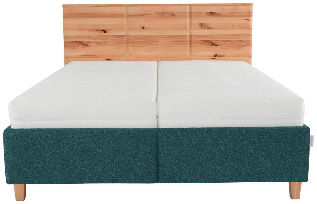 POLSTERBETT 180/200 cm  in Buchefarben, Petrol  - Weiss/Buchefarben, Design, Holz/Textil (180/200cm) - Valnatura