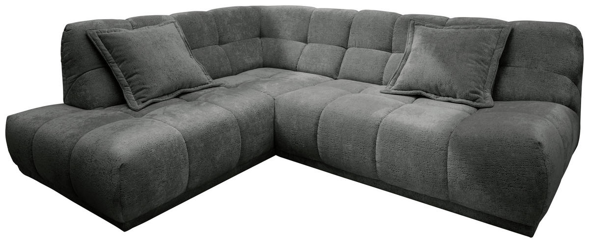 ECKSOFA ITALIA in Chenille Anthrazit  203/254 cm  - Anthrazit/Schwarz, MODERN, Kunststoff/Textil (203/254cm) - Livetastic