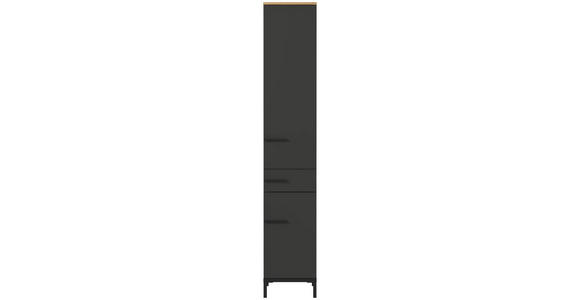 HOCHSCHRANK 34/190/34 cm  - Eichefarben/Graphitfarben, MODERN, Holzwerkstoff/Metall (34/190/34cm) - Xora