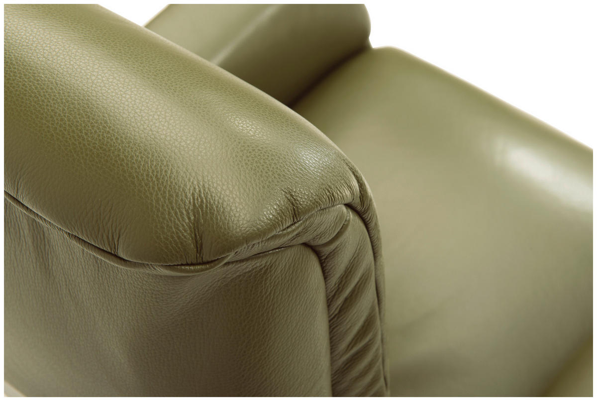 RELAXSESSEL in Leder Olivgrün  - Edelstahlfarben/Olivgrün, Design, Leder/Metall (78/106/88cm) - Welnova