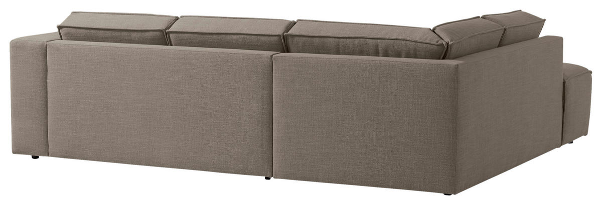 ECKSOFA Struktur Grau, Taupe  - Taupe/Schwarz, Modern, Kunststoff/Textil (220/275cm) - Trendmanufaktur