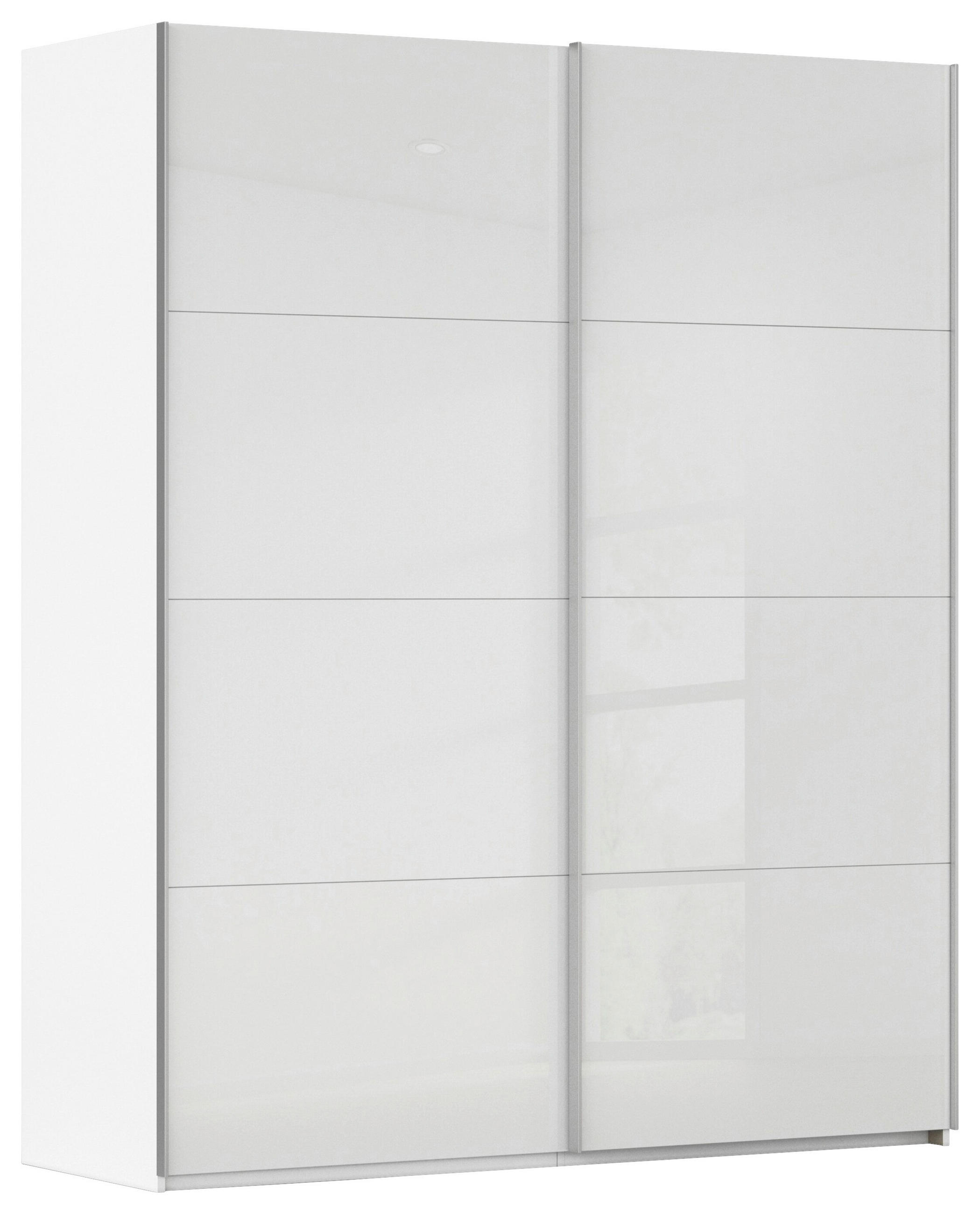 SCHWEBETÜRENSCHRANK 181/236/68 cm 2-türig Weiß  - Alufarben/Weiß, Basics, Glas/Holzwerkstoff (181/236/68cm) - Novel