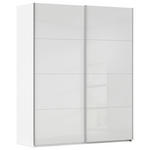 SCHWEBETÜRENSCHRANK 181/236/68 cm 2-türig Weiß, Weiß Hochglanz  - Weiß Hochglanz/Alufarben, Basics, Holzwerkstoff/Metall (181/236/68cm) - Novel