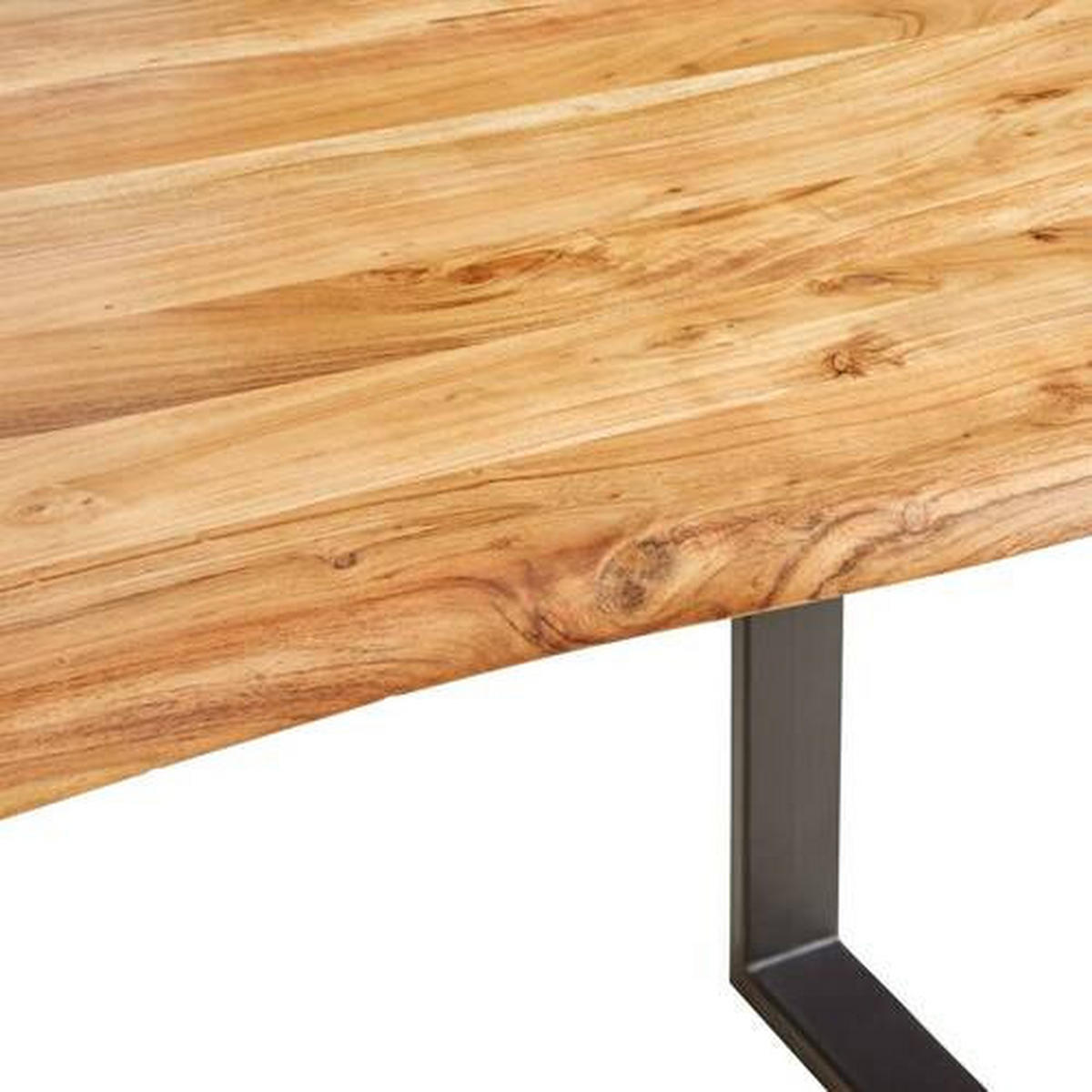 ESSTISCH Akazie vollmassiv rechteckig Schwarz, Akaziefarben  - Schwarz/Akaziefarben, Basics, Holz/Metall (160/90/76cm) - MID.YOU