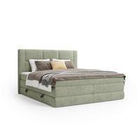 BOXSPRINGBETT 180/200 cm,  in Grün, gepolstertes Kopfteil, Bettkasten, Topper, Wendematratze mit unterschiedlichen Härtegraden, H2 + H3 = mittel + fest  - Schwarz/Grün, Design, Kunststoff/Textil (180/200cm) - Esposa
