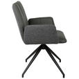 ARMLEHNSTUHL  Sitzfläche 360° drehbar, automatische Rückholfunktion Bouclé Echtleder  - Anthrazit/Schwarz, Design, Leder/Holz (62/87/63cm) - Valnatura