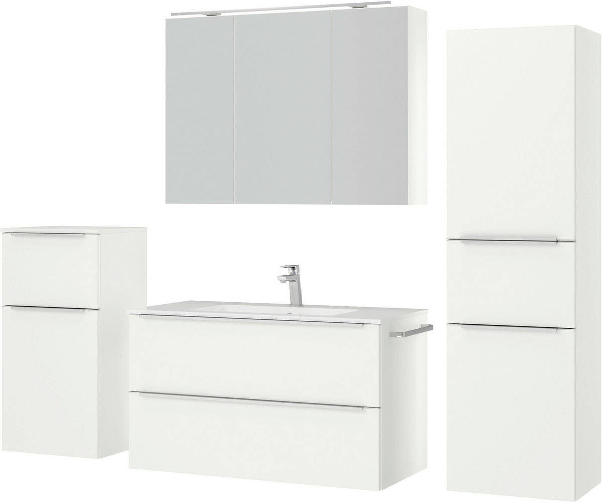 BADEZIMMER 5-teilig  in 191 cm  - Edelstahlfarben/Weiß, MODERN, Glas/Holzwerkstoff (191cm) - Nobilia