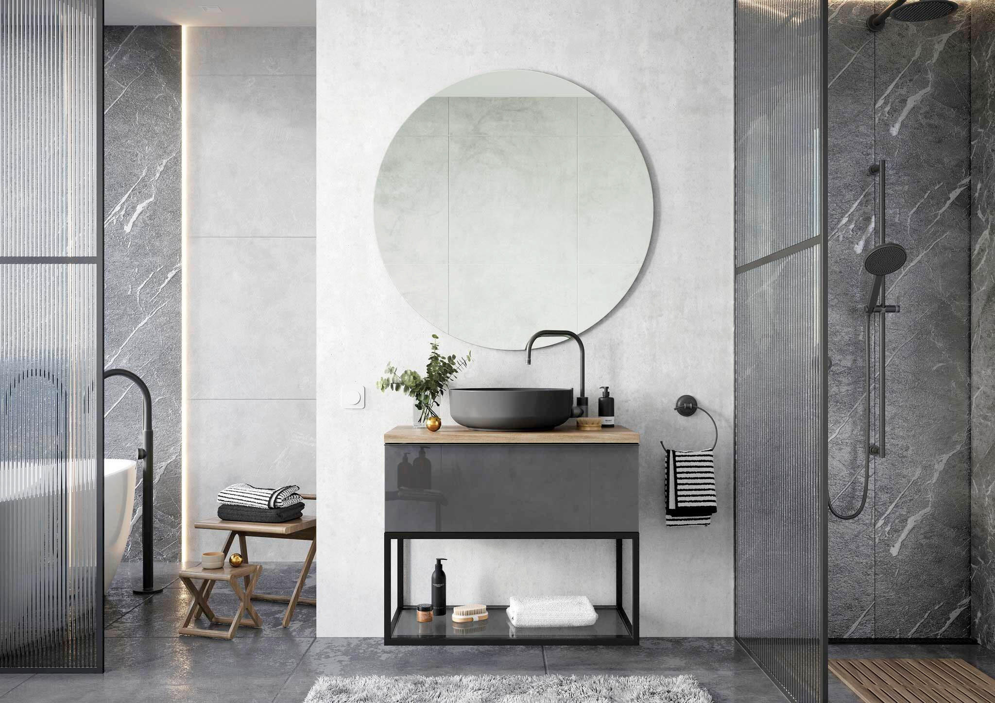 DULAP INFERIOR 60/35,4/45,1 cm  - negru, Basics, sticlă (60/35,4/45,1cm)