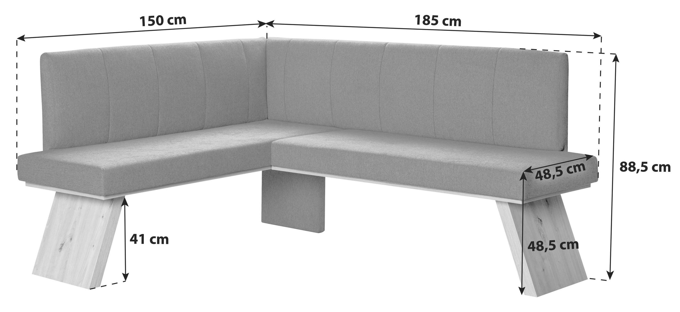 ECKBANK 150/185 cm Webstoff Grau   - Eichefarben/Grau, KONVENTIONELL, Textil (150/185cm)