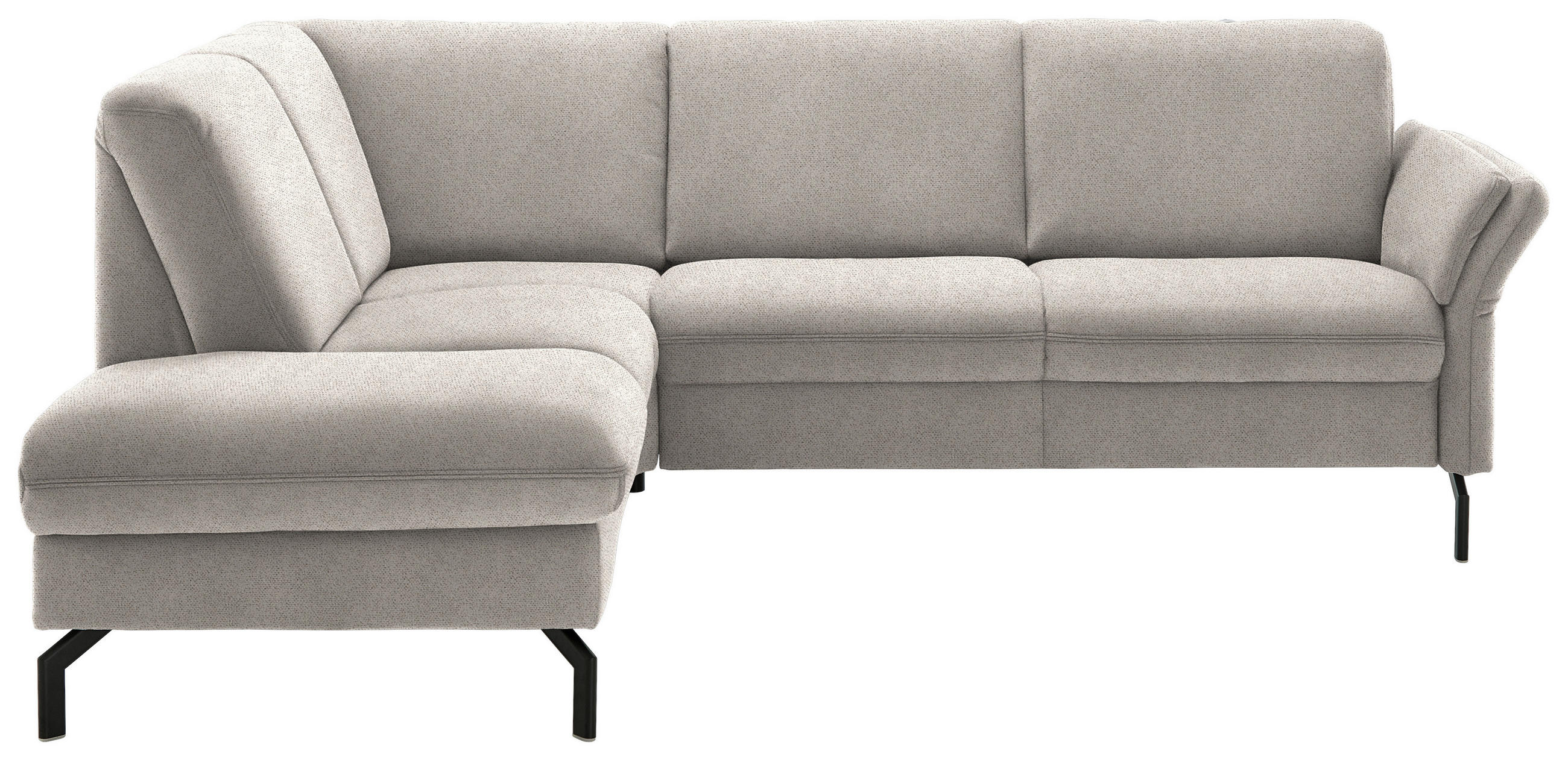 ECKSOFA  in Flachgewebe Beige  190/241 cm  - Beige/Schwarz, KONVENTIONELL, Textil/Metall (190/241cm) - Beldomo Comfort