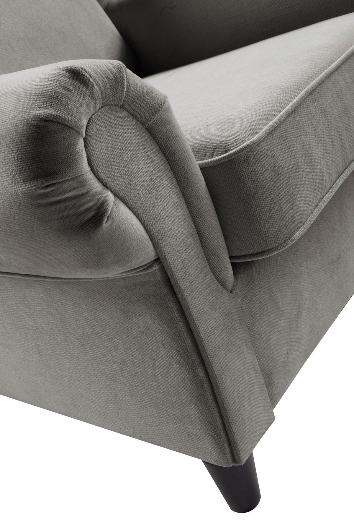 OHRENSESSEL in Plüsch Grau  - Schwarz/Grau, Design, Holz/Textil (94/112/92cm) - MID.YOU