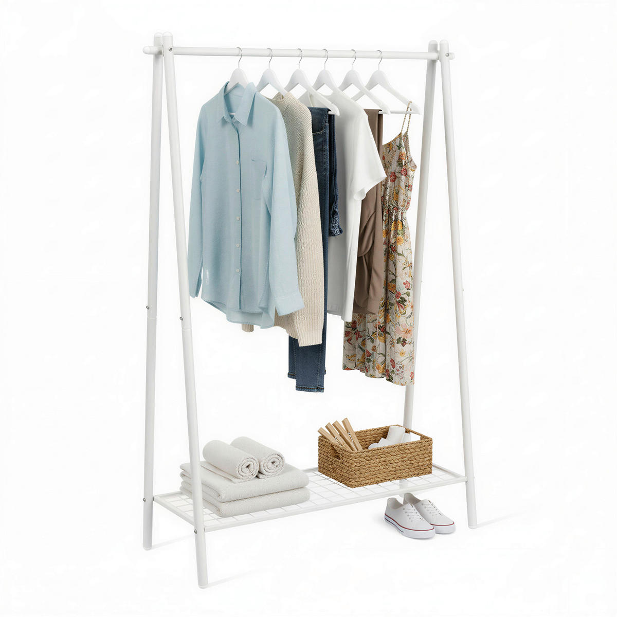 KLEIDERSTÄNDER in Weiß 92,5/153/33,5 cm   - Weiß, Trend, Metall (92,5/153/33,5cm) - Boxxx