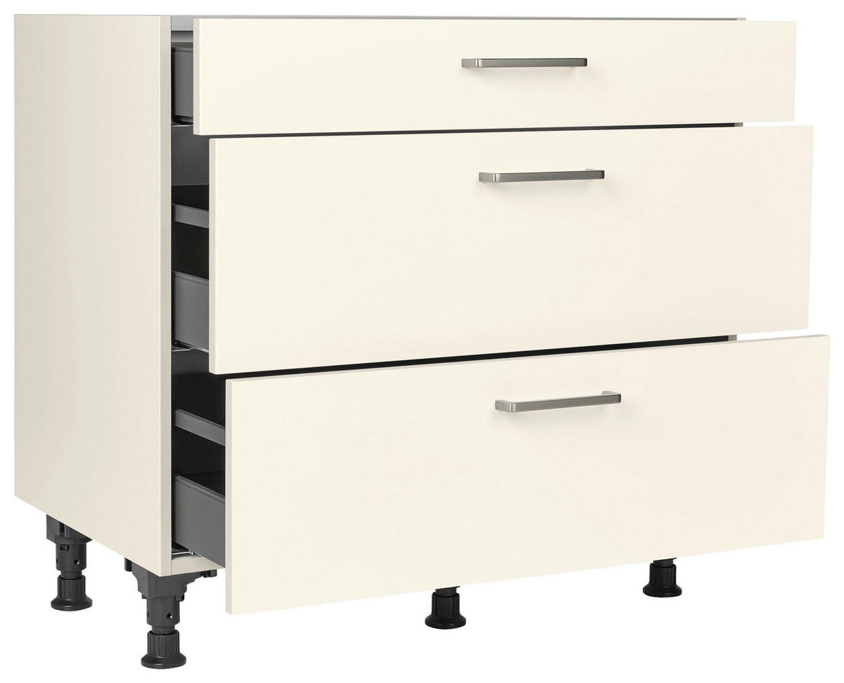 SCHUBKASTENUNTERSCHRANK 90/87/56 cm  in Magnolie  - Edelstahlfarben/Magnolie, MODERN, Holzwerkstoff/Metall (90/87/56cm) - Nobilia