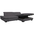 ECKSOFA in Mikrofaser Grau  - Schwarz/Grau, Design, Textil/Metall (290/198cm) - Xora