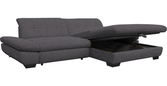 ECKSOFA in Mikrofaser Grau  - Schwarz/Grau, Design, Textil/Metall (290/198cm) - Xora