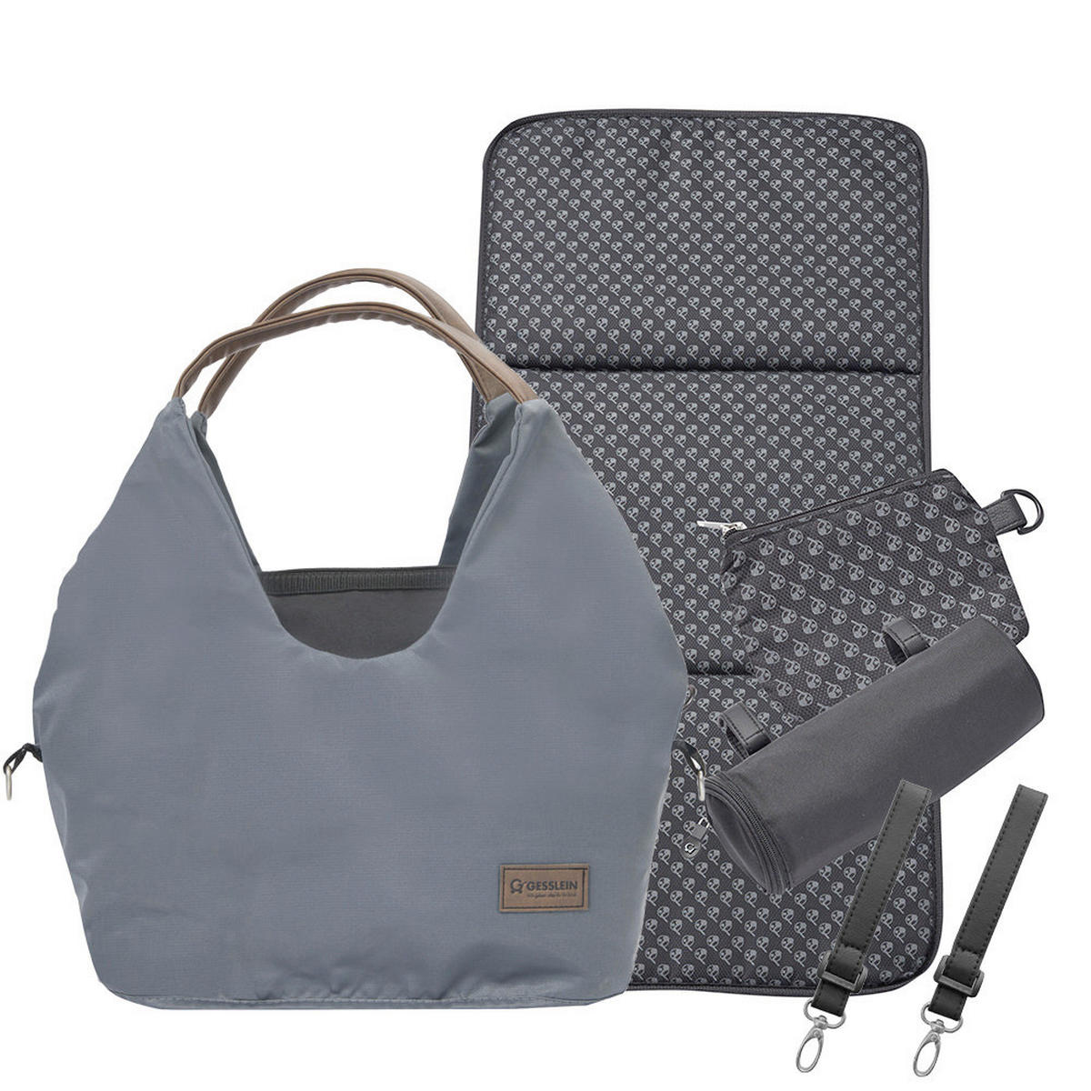 KINDERWAGENSET  FX4 Swing Set  Asphalt Grau  - Schwarz/Grau, Basics, Textil (100/55/130cm) - Gesslein