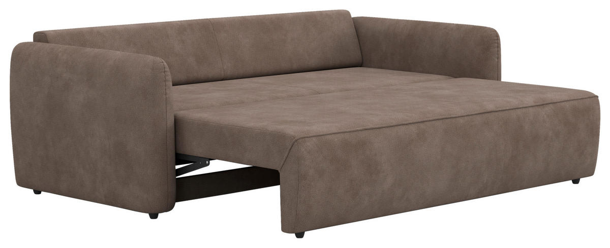 SCHLAFSOFA Chenille Taupe  - Taupe/Schwarz, Trend, Kunststoff/Textil (222/89/102cm) - MID.YOU