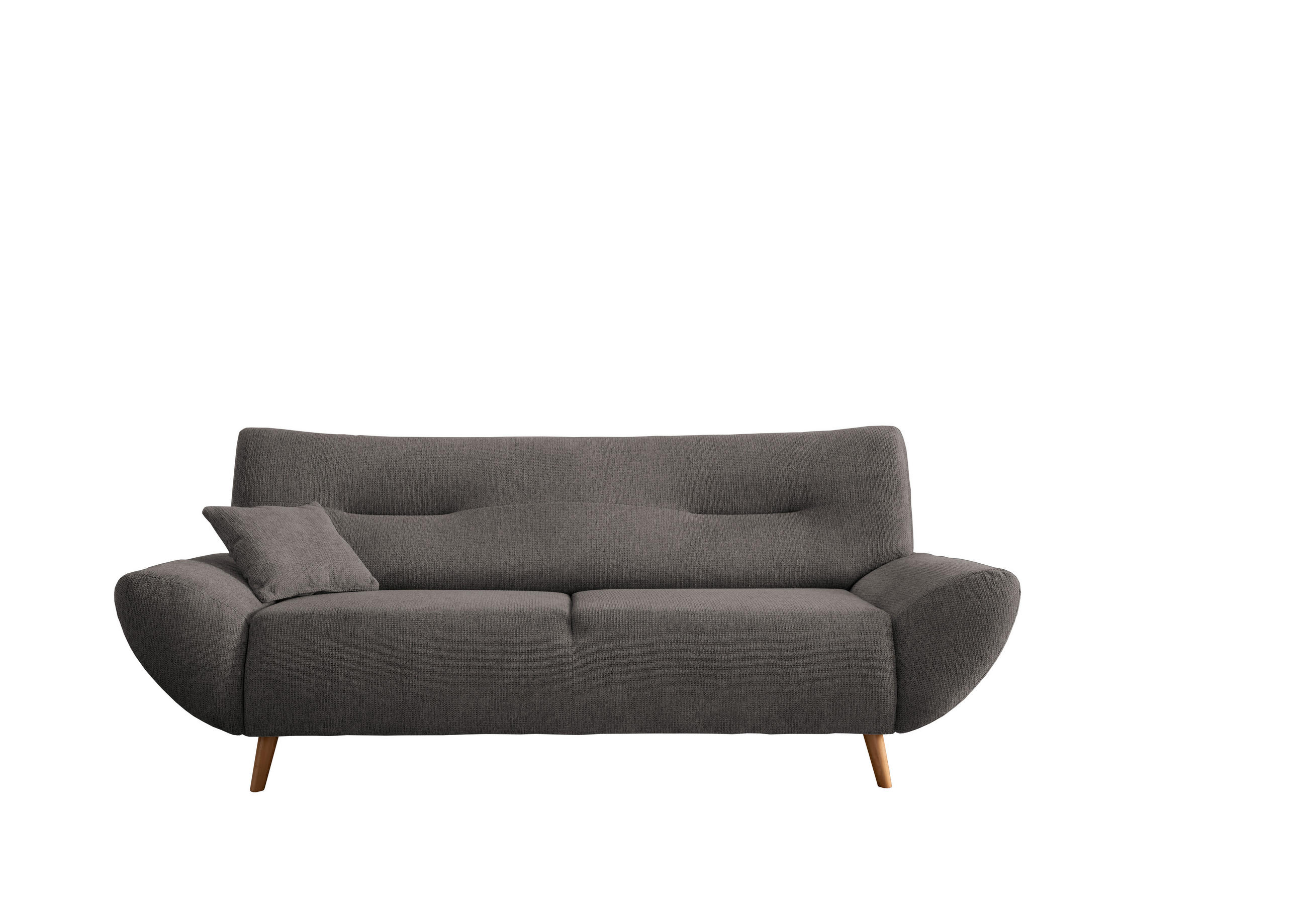 3-SITZER-SOFA Chenille Graubraun  - Wildeiche/Graubraun, MODERN, Holz/Textil (205/81/90cm) - MID.YOU