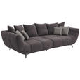 BIGSOFA in Webstoff Dunkelgrau  - Edelstahlfarben/Dunkelgrau, LIFESTYLE, Textil/Metall (300/79/133cm) - Hom`in