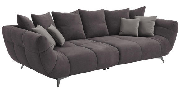 BIGSOFA in Webstoff Dunkelgrau  - Edelstahlfarben/Dunkelgrau, LIFESTYLE, Textil/Metall (300/79/133cm) - Hom`in