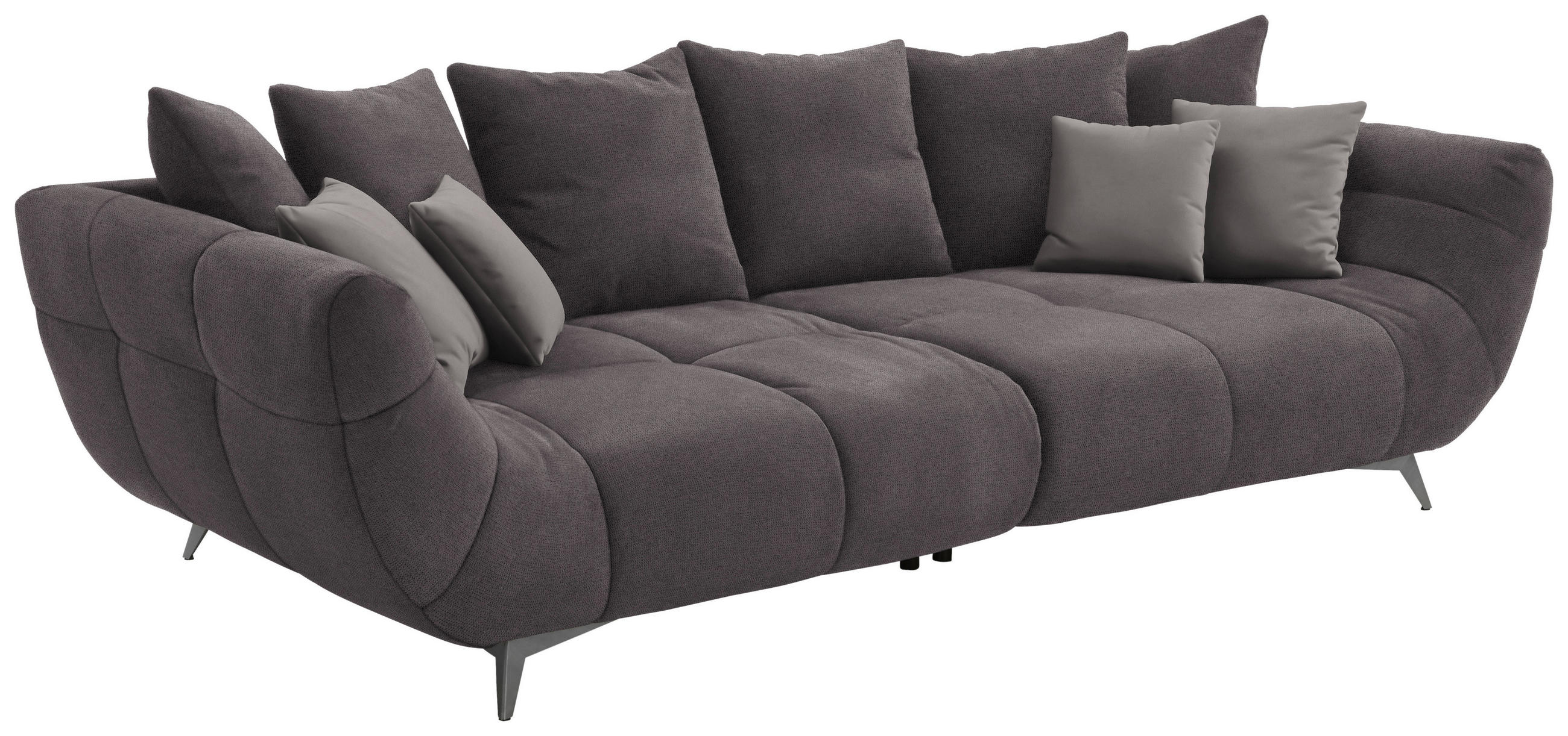 BIGSOFA in Webstoff Dunkelgrau - Edelstahlfarben/Dunkelgrau, Lifestyle, Textil/Metall (300/79/133cm) - Hom`in