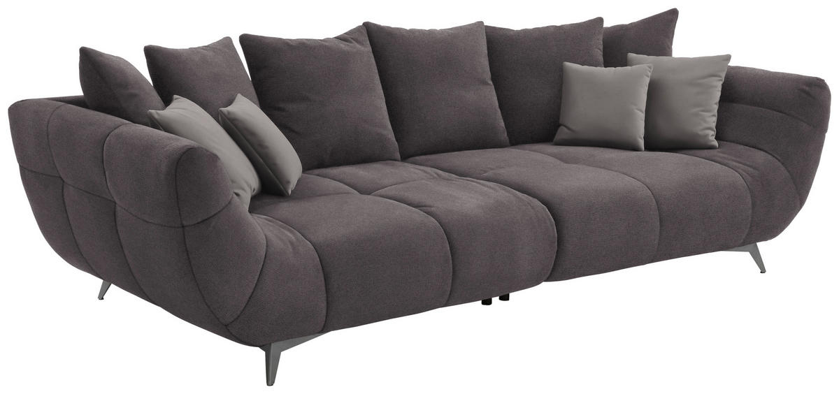 BIGSOFA Webstoff Dunkelgrau  - Edelstahlfarben/Dunkelgrau, LIFESTYLE, Textil/Metall (300/79/133cm) - Hom`in