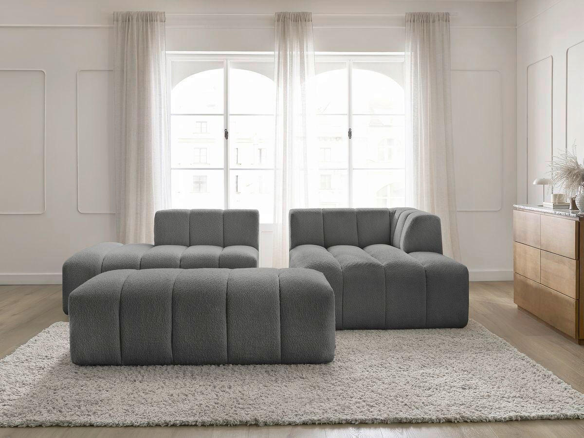 ECKSOFA  ANNECY Dunkelgrau Bouclé  - Dunkelgrau/Schwarz, MODERN, Kunststoff/Textil (262/170cm)