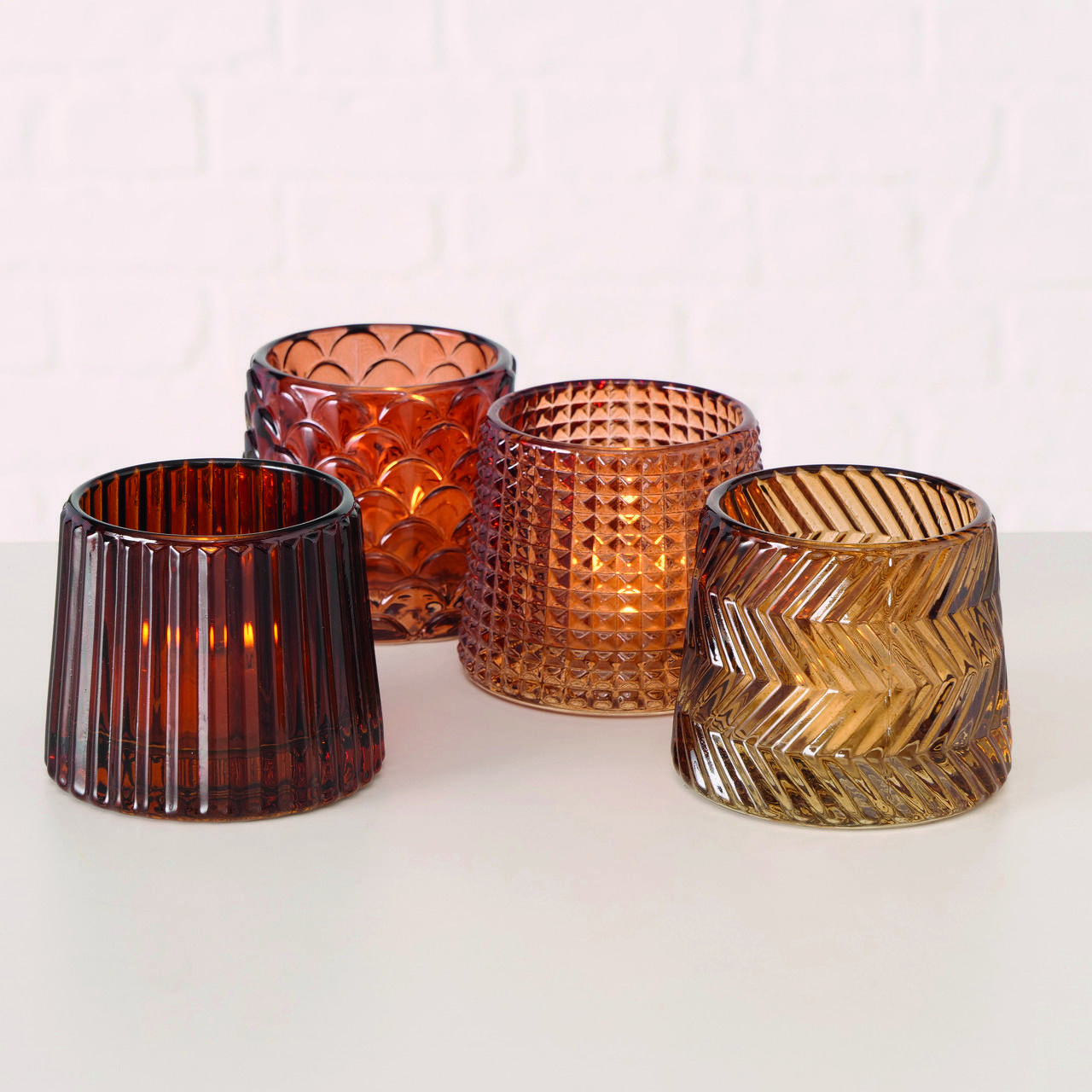 WINDLICHT - Braun/Orange, Basics, Glas (8/8/7cm)