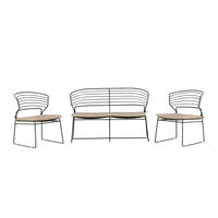 LOUNGEGARNITUR Stahl  - Beige/Schwarz, MODERN, Textil/Metall (110/75,5/65,9cm) - Gardenson