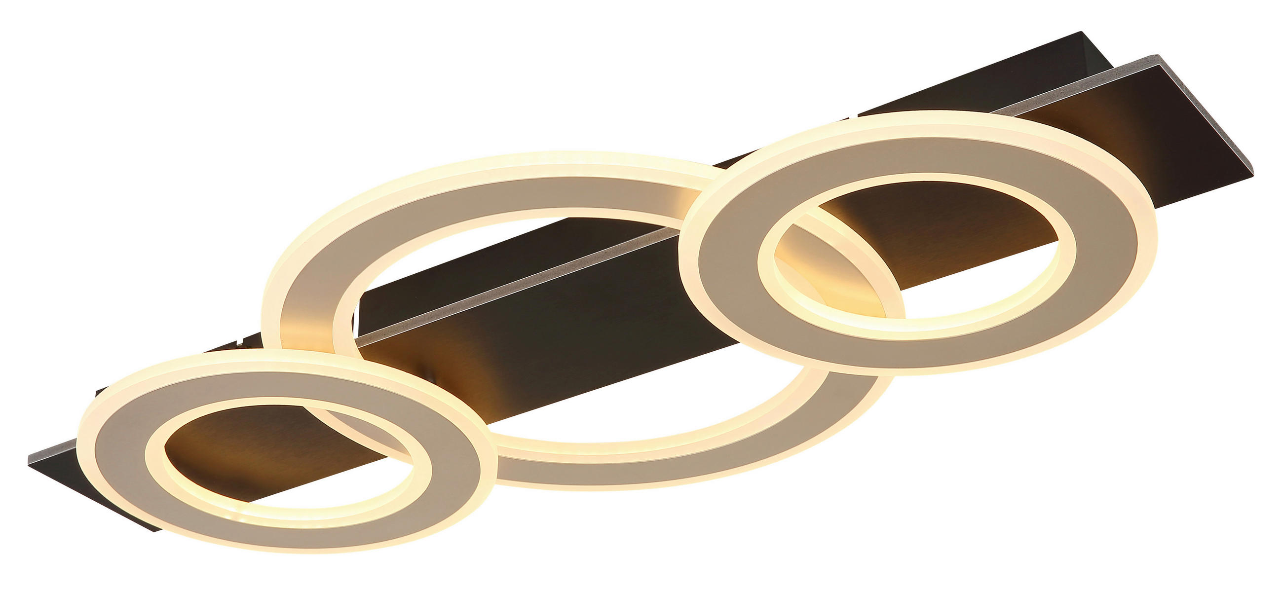 LED-TAKLAMPA JAYDEN 73/35/7 cm  - opal/champagne, Design, metall/trämaterial (73/35/7cm) - Globo