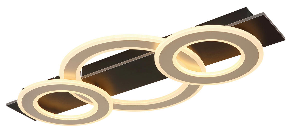 LED-DECKENLEUCHTE    73/35/7 cm  - Champagner/Dunkelbraun, Design, Holzwerkstoff/Kunststoff (73/35/7cm) - Globo