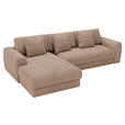 ECKSOFA in Cord Hellbraun 182/302 cm - Hellbraun/Schwarz, MODERN, Kunststoff/Textil (182/302cm) - Carryhome