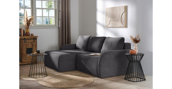 ECKSOFA  in Cord Anthrazit  - Anthrazit/Schwarz, KONVENTIONELL, Kunststoff/Textil (217/146cm) - Carryhome