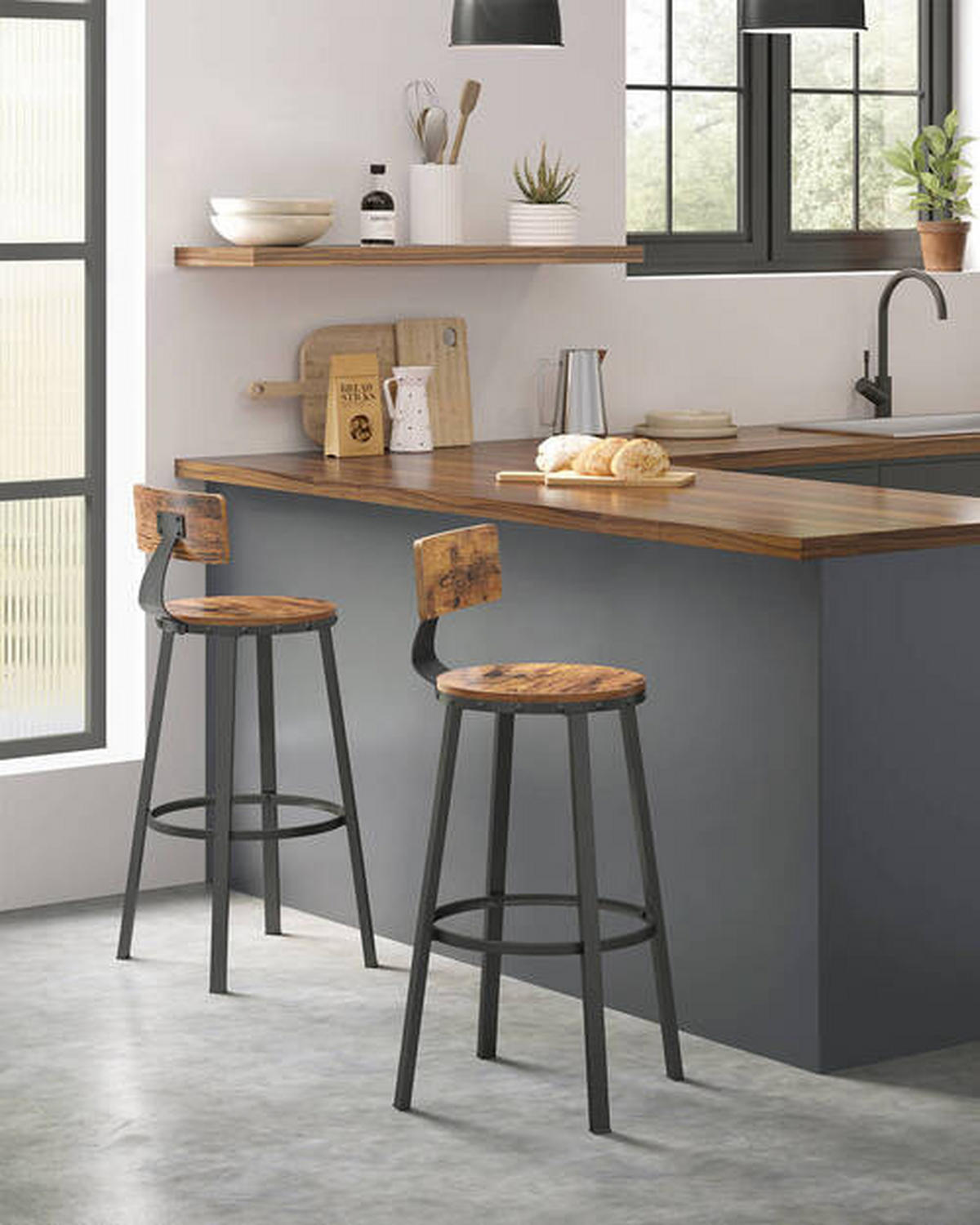 BARHOCKER-SET in Braun, Schwarz  - Schwarz/Braun, Natur, Holzwerkstoff/Metall (54/99/54cm) - Boxxx