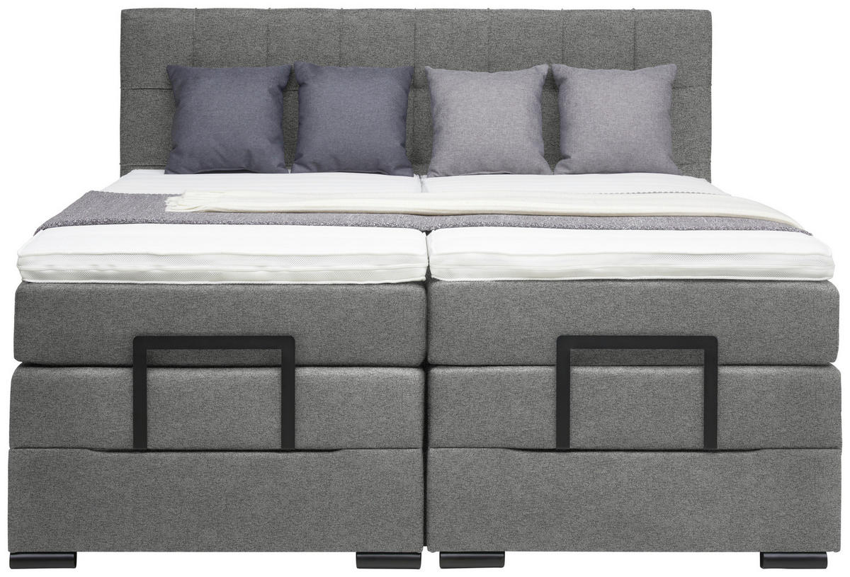 BOXSPRINGBETT 180/200 cm  in Grau  - Schwarz/Grau, KONVENTIONELL, Holz/Holzwerkstoff (180/200cm) - Moderano