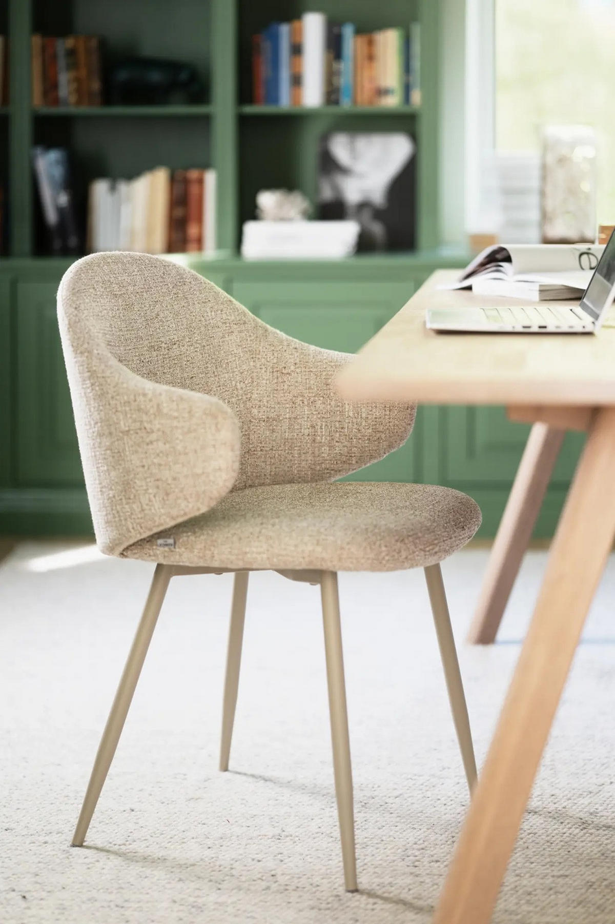 STOL MED ARMSTÖD     - beige, Klassisk, metall/trä (58/83/60cm) - Rowico