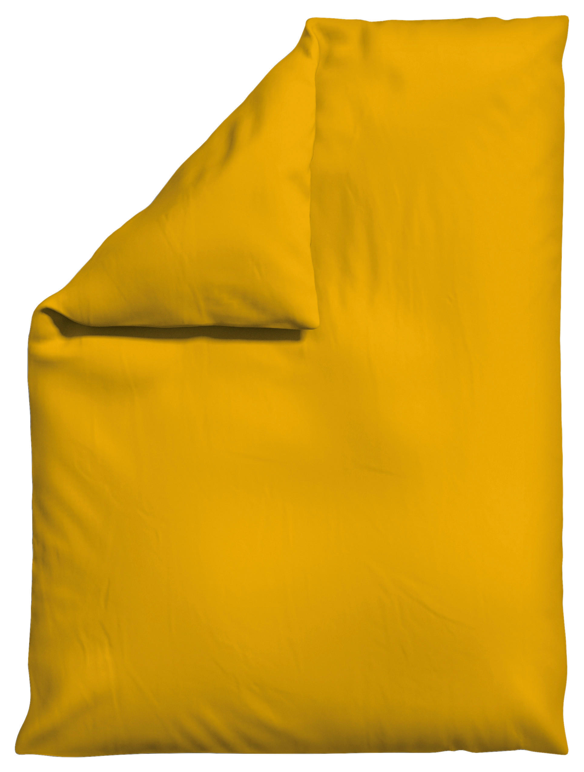 BETTDECKENBEZUG -teilig WOVEN SATIN Makosatin 155/220 cm  - Currygelb, Basics, Textil (155/220cm) - Schlafgut