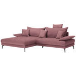 ECKSOFA in Flachgewebe Rosa  - Schwarz/Rosa, MODERN, Textil/Metall (173/297cm) - Carryhome