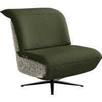 SESSEL in Hochflor Echtleder Grün, Greige  - Greige/Schwarz, Design, Leder/Textil (84/65/91cm) - Koinor