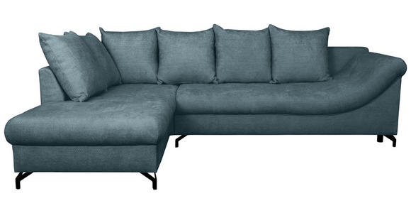 ECKSOFA Blau Struktur  inkl. Rückenkissen, Bettkasten, Schlaffunktion, Rücken echt, Liegefläche im Originalstoff  - Blau/Schwarz, KONVENTIONELL, Textil/Metall (194/274cm) - Carryhome