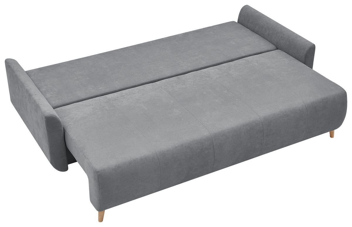 SCHLAFSOFA DUO Mikrofaser Grau  inkl. Rückenkissen, Bettkasten, Schlaffunktion, Rücken echt  - Naturfarben/Grau, Design, Textil (218/90/110cm) - P & B