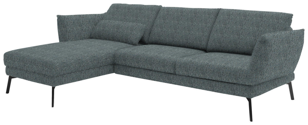 ECKSOFA in Flachgewebe Blaugrau  175/277 cm  - Blaugrau/Schwarz, Design, Textil/Metall (175/277cm) - Schöner Wohnen
