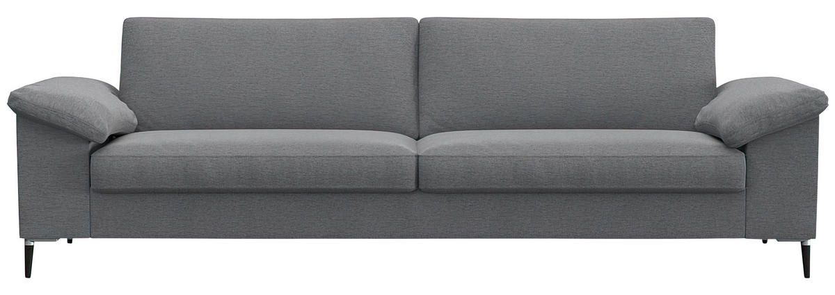 3-SITZER-SOFA Flachgewebe Grau  - Alufarben/Schwarz, Design, Textil/Metall (241/84,5/92cm) - Livetastic