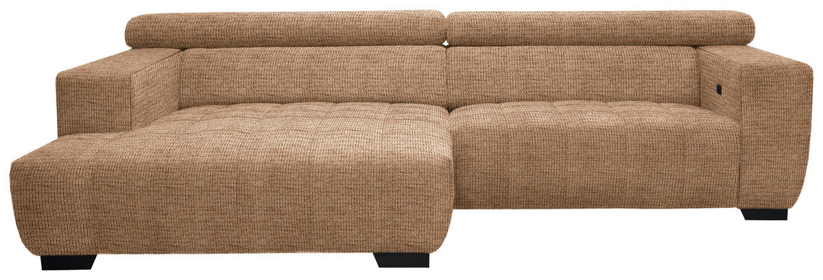 ECKSOFA in Webstoff Orange  182/279 cm  - Schwarz/Orange, KONVENTIONELL, Textil/Metall (182/279cm) - Hom`in