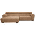 ECKSOFA in Webstoff Orange 182/279 cm - Schwarz/Orange, KONVENTIONELL, Textil/Metall (182/279cm) - Hom`in