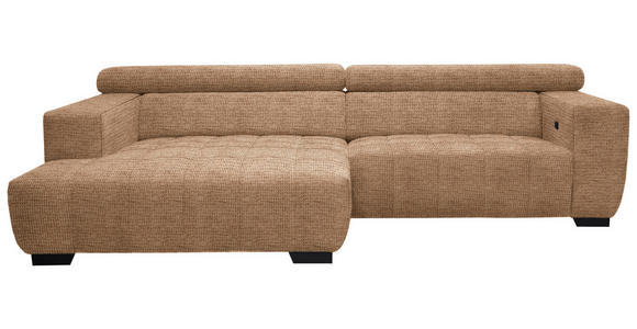 ECKSOFA in Webstoff Orange 182/279 cm - Schwarz/Orange, KONVENTIONELL, Textil/Metall (182/279cm) - Hom`in