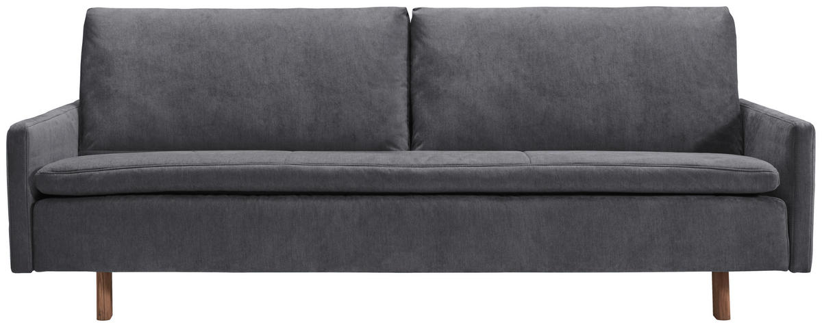 SCHLAFSOFA Flachgewebe Dunkelgrau  - Eichefarben/Dunkelgrau, KONVENTIONELL, Holz/Textil (205/85/98cm) - Carryhome