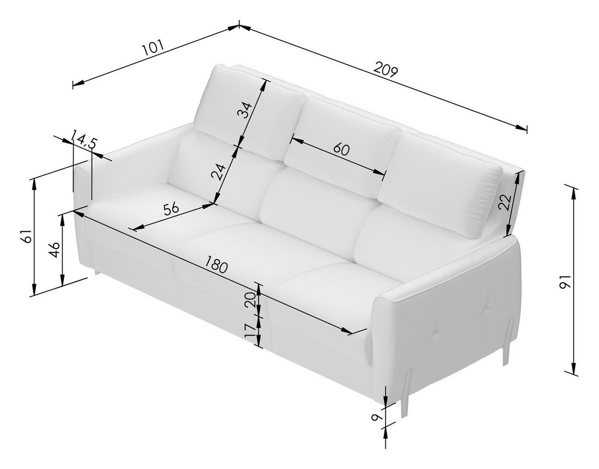 3-SITZER-SOFA Plüsch Dunkelgrün  - Dunkelgrün/Schwarz, Design, Textil/Metall (209/91/101cm) - Stylife